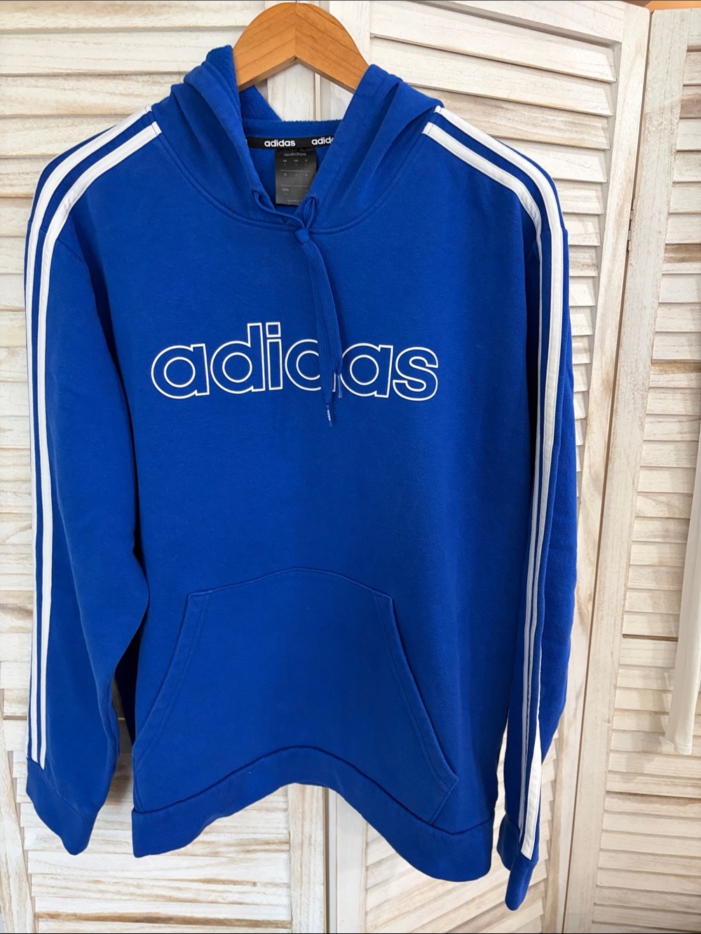 Adidas Royal Blue Crewneck Hoodie with White Stripes